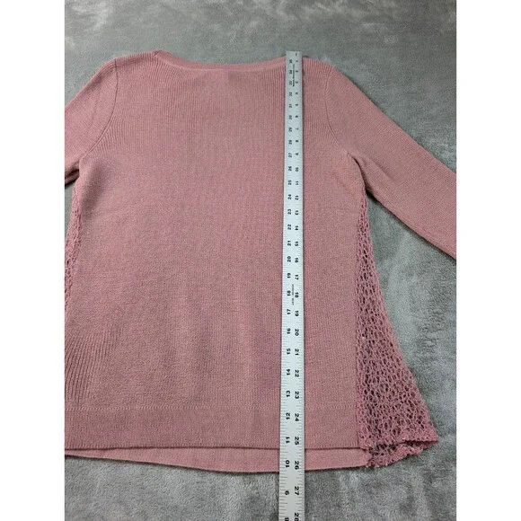 H by Halston Sweater Women’s XS Pink Wool Blend Lace Lightweight - Picture 9 of 9